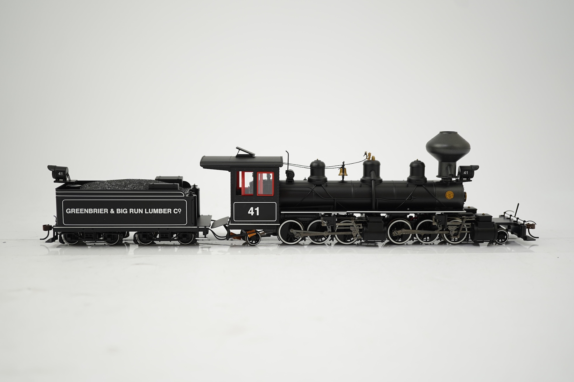 A boxed narrow gauge (On30) Spectrum by Bachmann (28757) model of Greenbrier & Big Run Lumber Co., 41, 2-6-6-2 articulated tender locomotive, powered for two rail operation.